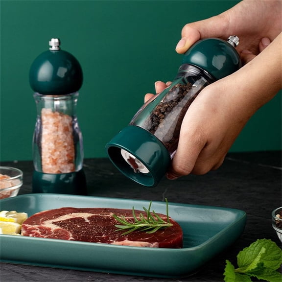 Pepper Grinder Manual Acrylic Pepper Mill Adjustable Coarseness Grinding Bottle Kitchen Seasoning Spice Crusher For Home Cooking For Chefs(Green)
