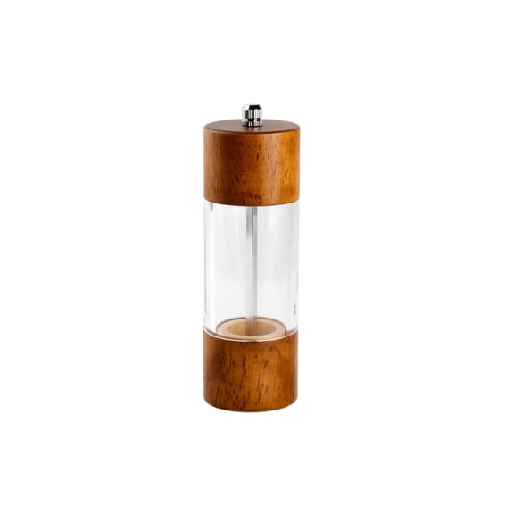 Pepper Grinder Manual Refillable Wood and Clear Acrylic for Kitchen Cooking Seasoning