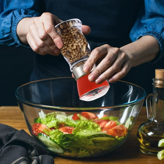 Pepper Grinder Manual Spice Bottle | Plastic Hand Crank Seasoning Mill | Adjustable Coarseness | Compact Lightweight Kitchen Tool for Herbs, Salt, Spices | Household Gadget | 1 Piece