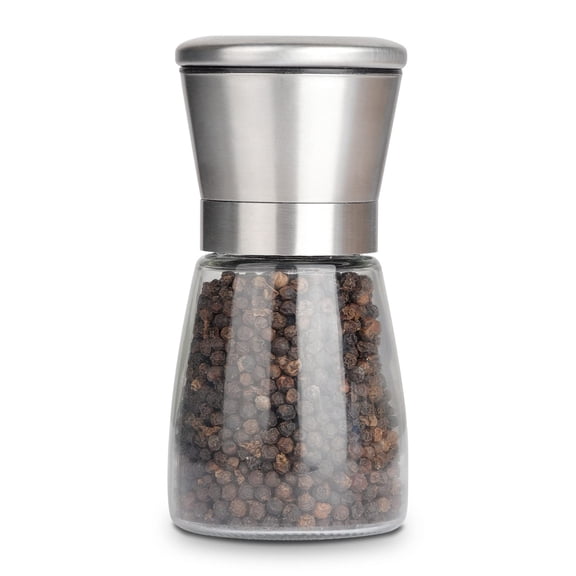 Pepper Grinder Pepper Mill, Salt Grinder Refillable,(Single Package) Adjustable, Stainless Steel Sea Salt Shaker with Ceramic Rotor (1 pack)