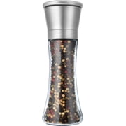 Siloon Pepper Grinder, Stainless Steel and Glass Mill with Adjustable Grind, 6.8 Oz Capacity for Kitchen Cooking