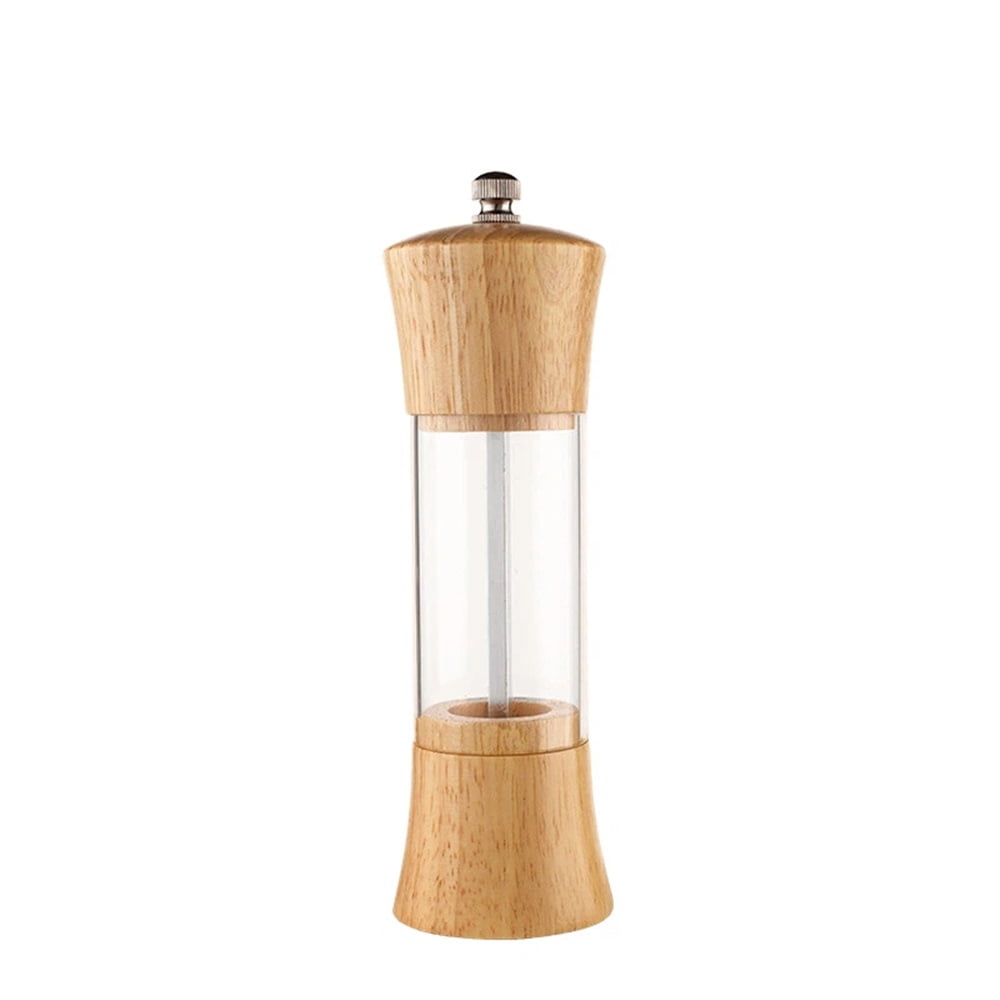 Pepper Grinder Salt Grinder Wooden Pepper Mill Grinder, 6 inch Wood Refillable Manual Pepper Grinder Mill Peppermill for Black Peppercorn, Easy Clean