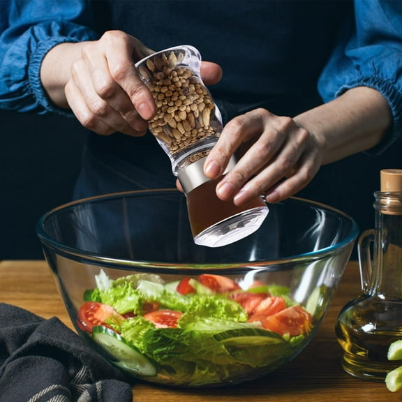 Pepper Grinder Seasoning Bottle Plastic Hand Grinder for Fresh Ground Spices with Adjustable Coarseness and Easy Fill Top for Everyday Cooking and Home Kitchen Use Topliu