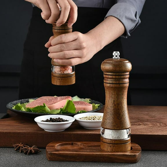 Pepper Grinder under $5! Xqxayjr Pepper Grinder 6 Inch, Transparent Ceramic Core Spice Mill, Wooden Acrylic Seasoning Bottle for Kitchen Dining Table