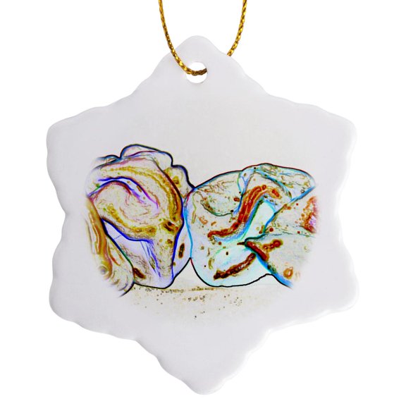 3drose, Pepper Group Artsy Outline, 3 inch Snowflake Porcelain Ornament