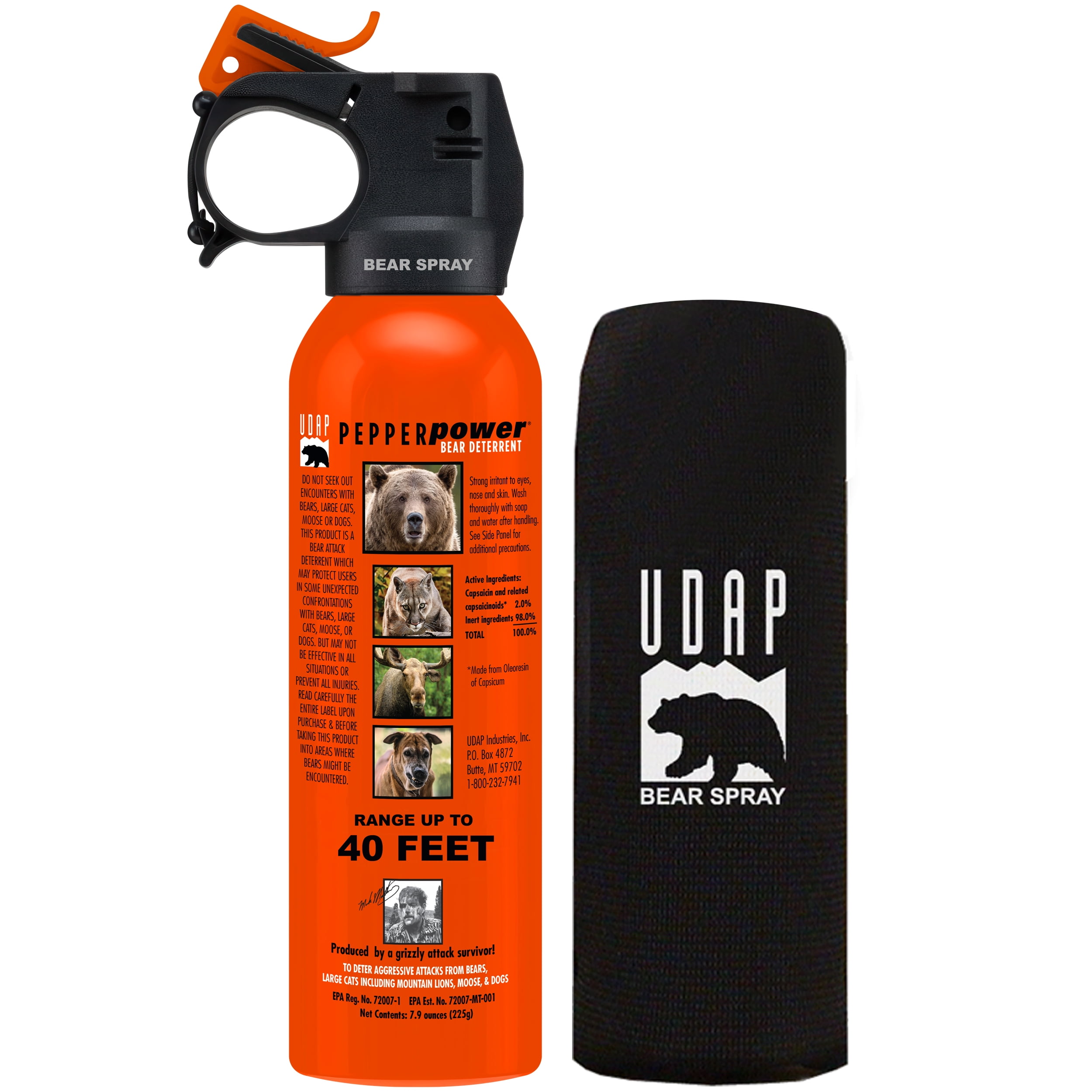 UDAP Protection Power Bear Spray with Hip Holster, Safety
