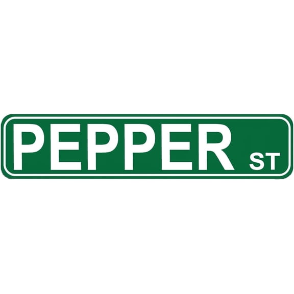 Pepper ST Street Sign, Quality Metal Sign, Pepper ST Sign Novelty Sign for Farm House Garage Wall Decor Tin Sign 16 x 4 Inch