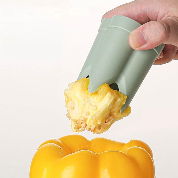 Pepper Seed Corer Remover, Upgrade 2 in 1 Bell Pepper Cutter Quickly Cutting and Deseeding Bell Peppers Corer Tool Deseeder Bell Pepper Corers Tool for Vegetables Kitchen Gadget (Green)