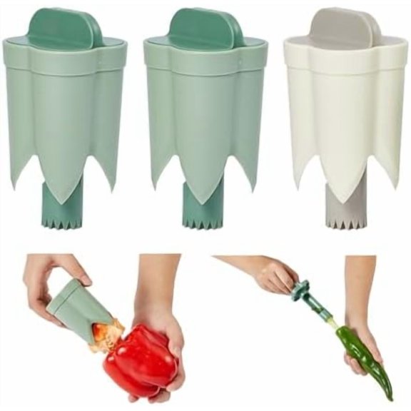 Pepper Seed Corers Remover, 3 Pack Fruit Pepper Corer Remover 2 in 1 Bell Pepper Corer Seed Remover Tool, Pepper Deseeder Bell Pepper Corers Tool Pepper Cutter for Vegetables