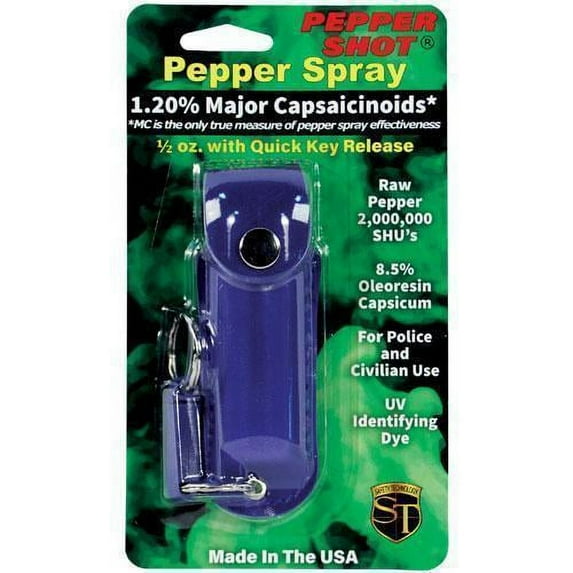 Pepper Shot 1.2% MC 1/2 oz pepper spray leatherette holster