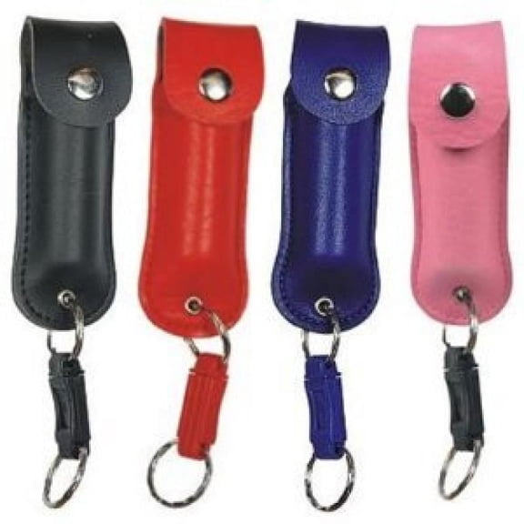 Pepper Shot 1/2 oz w/Black Leatherette Holster & Quick Key Release Key Chain