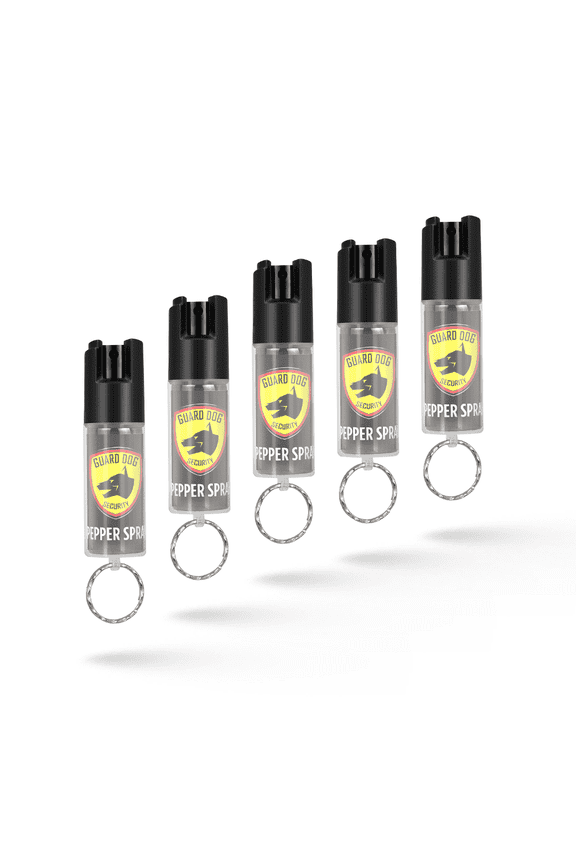Pepper Spray Keychain with Belt Clip for Safety, 16 ft Range, 2 pack Black, Self Defense by Guard Dog Security