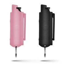 Pepper Spray Keychain with Belt Clip for Safety, 16 ft Range, 2 Pack Black/Light Pink, Self Defense by Guard Dog Security