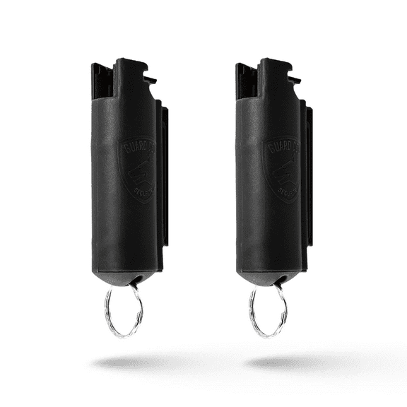 Pepper Spray Keychain with Belt Clip for Safety, 16 ft Range, 2 pack Black, Self Defense by Guard Dog Security