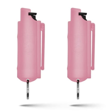 Pepper Spray Keychain with Belt Clip for Safety, 16 ft Range, 2 Pack Light Pink, Self Defense by Guard Dog Security