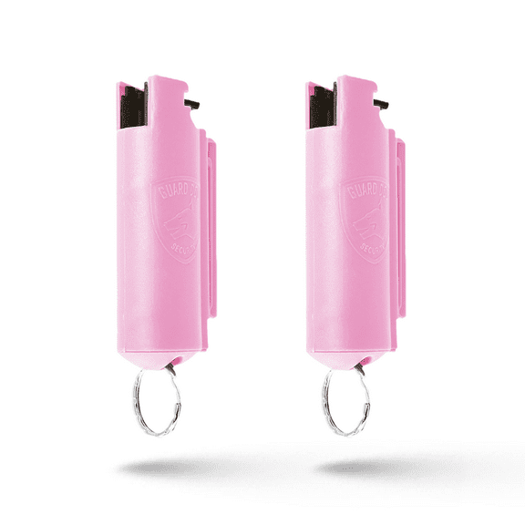 Pepper Spray Keychain with Belt Clip for Safety, 16 ft Range, 2 pack Light Pink, Self Defense by Guard Dog Security