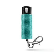 Pepper Spray Safety Twist Top Glow-in-Dark, 16 ft Range, Teal Rhinestone Design Pepper Spray Keychain, Self Defense by Guard Dog Security, 1 pack