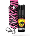 thumbnail image 1 of Pepper Spray for Self-Defense w/ Zebra Pink Leather Pepper Spray Keychain Case, 16 ft Range, 0.5 oz, Safety Twist Top by Guard Dog Security, 1 Pack, 1 of 6