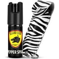 thumbnail image 1 of Pepper Spray for Self-defense with zebra leather pepper spray keychain case, 16 ft range, 0.5 oz, safety twist top by Guard Dog Security, 1 of 6
