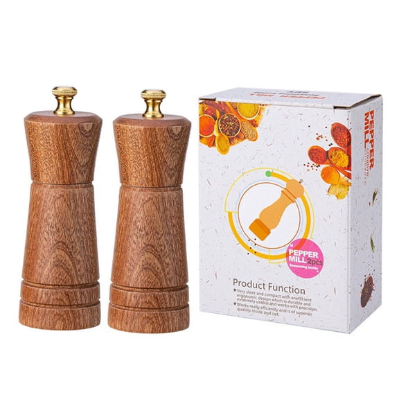 Pepper Wooden Mill Grinder 5-inch Adjustable Coarseness Premium Ceramics for BBQ