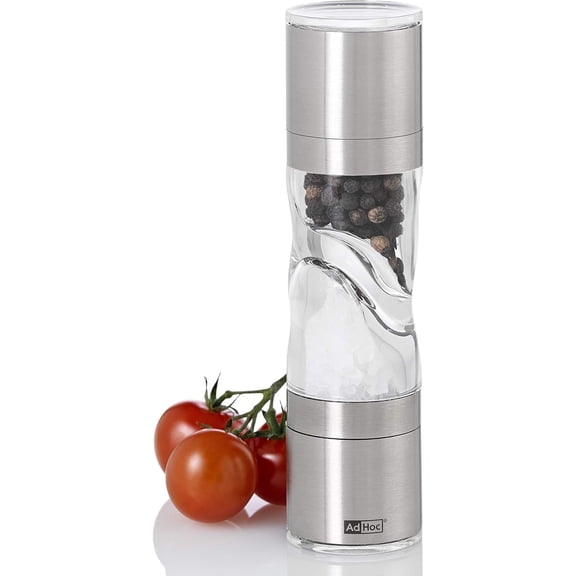 AdHoc Pepper and salt double mill Duomill Pure Mini, CeraCut ceramic grinders, stainless steel/acrylic