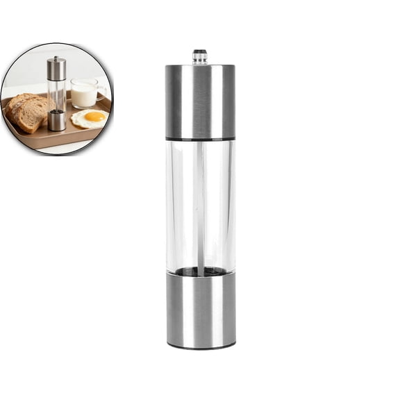Pepper or Salt Mill - Manual Salt & Pepper Grinding with Adjustable Grinds - Stainless Handy Grinder