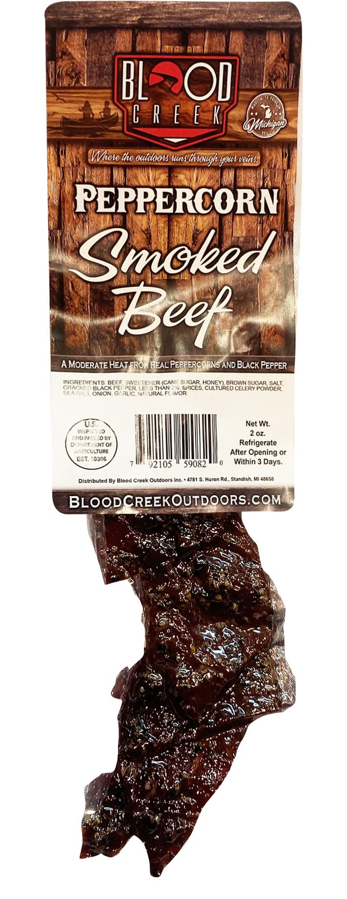 Peppercorn Smoked Beef Jerky YPF5 2 oz All Natural Beef Jerky Grass Fed Cow Blood Creek