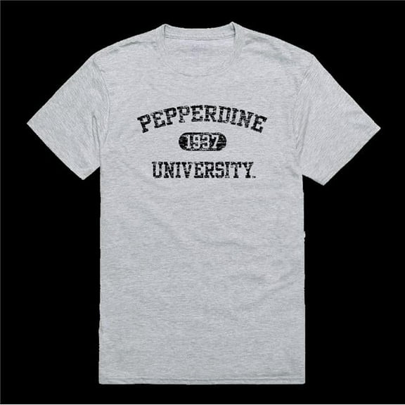 Pepperdine University Waves Distressed Arch College T-Shirt, Heather Grey - Medium