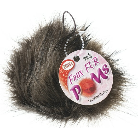 Pepperell Braiding Faux Fur Pom With Loop-Brown