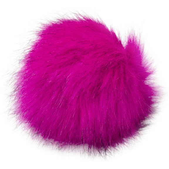 Pepperell Braiding Faux Fur Pom With Loop-Fuchsia/Black