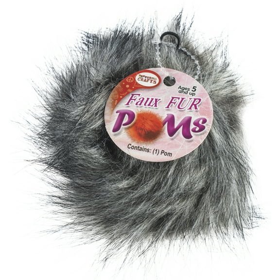 Pepperell Braiding Faux Fur Pom With Loop-Grey Wolf
