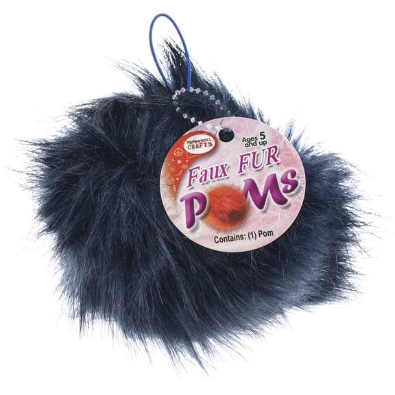Pepperell Braiding Faux Fur Pom With Loop-Navy