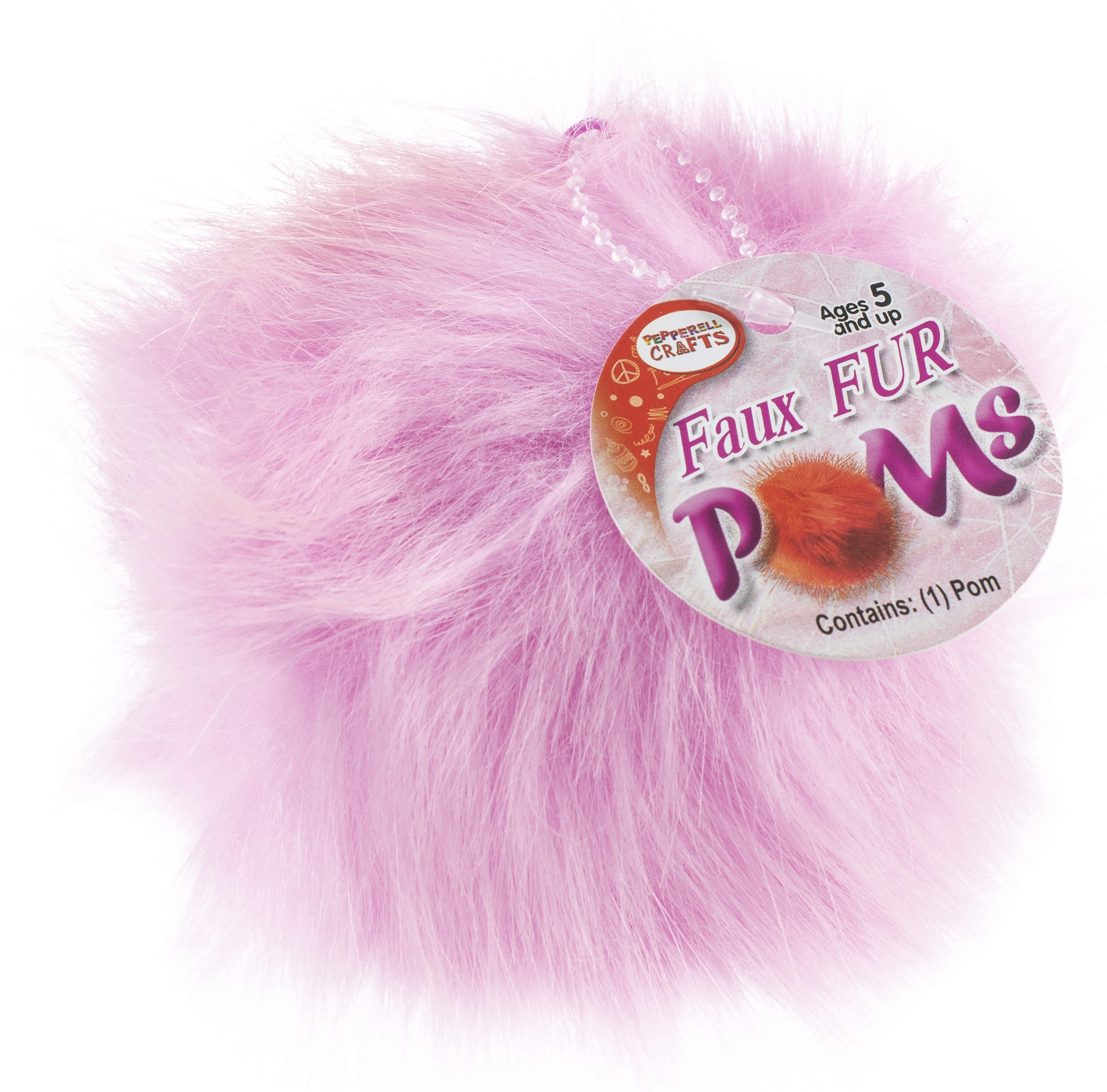 Pepperell Braiding Faux Fur Pom With Loop-Pink - Walmart.com