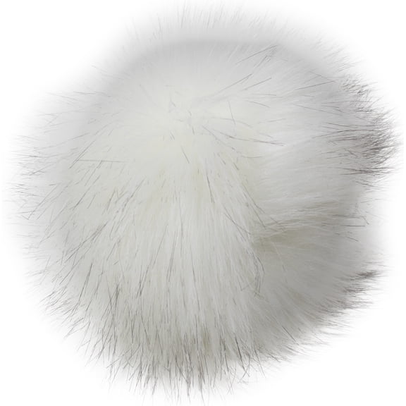 Pepperell Braiding Faux Fur Pom With Loop-White/Black