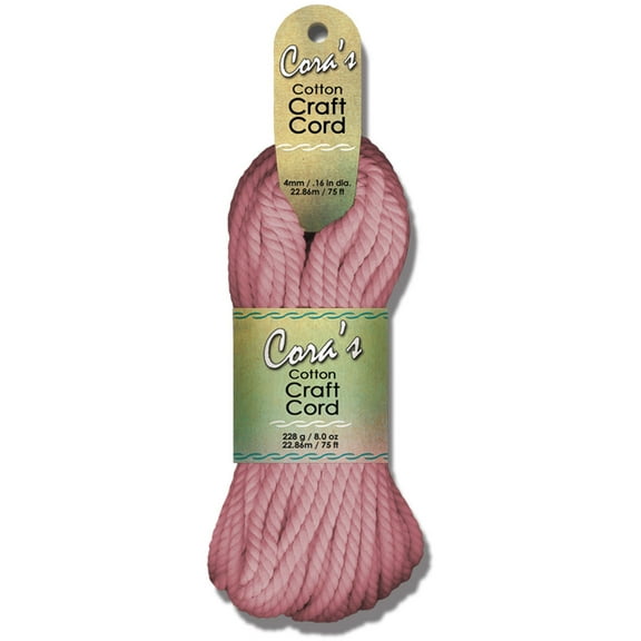 Pepperell Cotton Craft Cord - Blush Pink, 4 mm, 75 ft