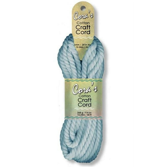 Pepperell Cotton Craft Cord - Sky Blue, 6 mm, 50 ft
