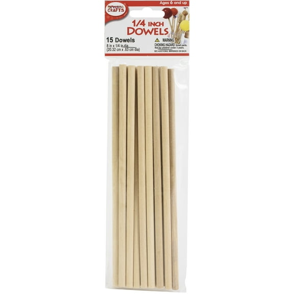 Pepperell Crafts Dowels 15/Pkg-0.25"X8"