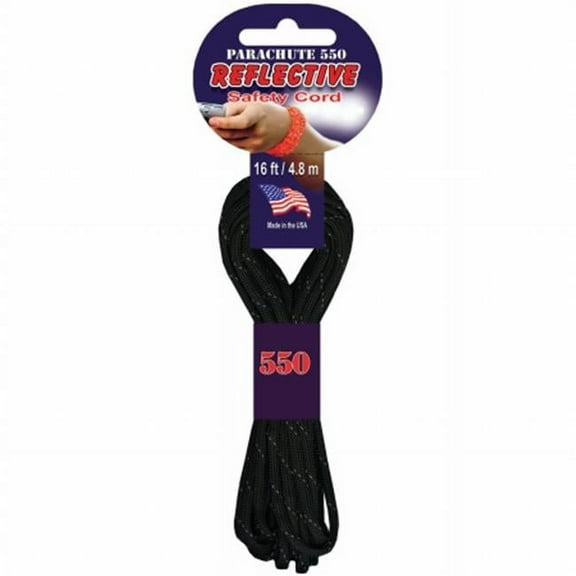 Pepperell Parachute Cord 4mmx16'-Reflective Black