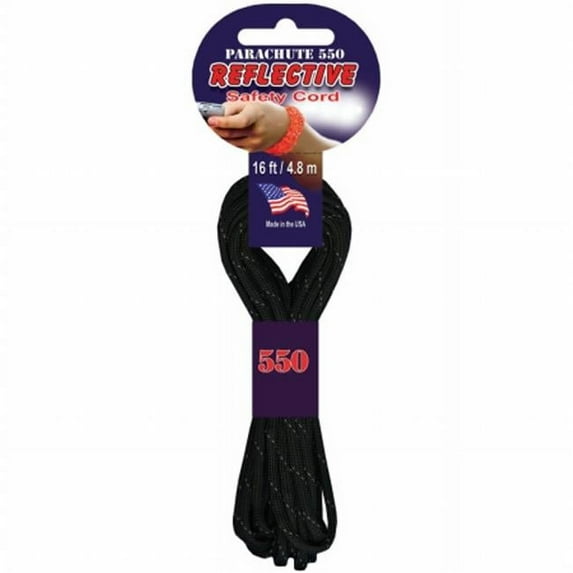 Pepperell Parachute Cord 4mmx16'-Reflective Black