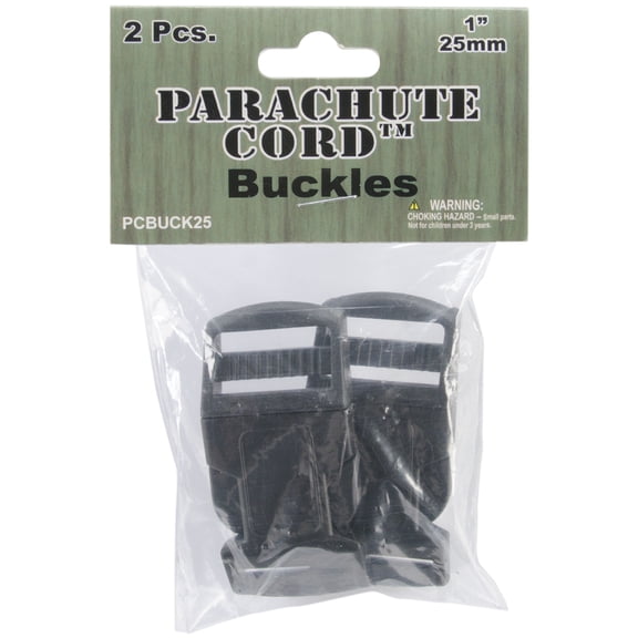 Pepperell Parachute Cord Bracelet Buckles 25mm 2/Pkg-Black