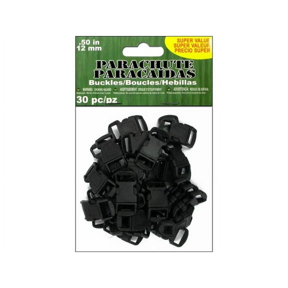 Pepperell Parachute Cord Buckle 12mm Black 30pc