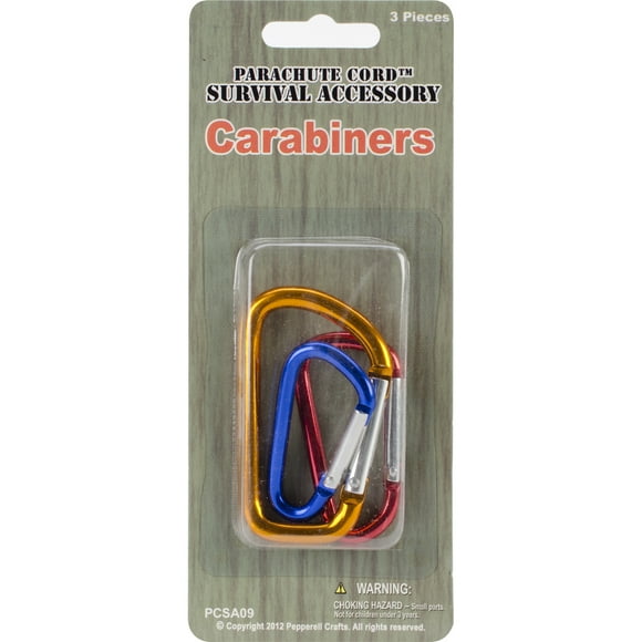 Pepperell Parachute Cord Survival Accessories 3/Pkg-Carabiners
