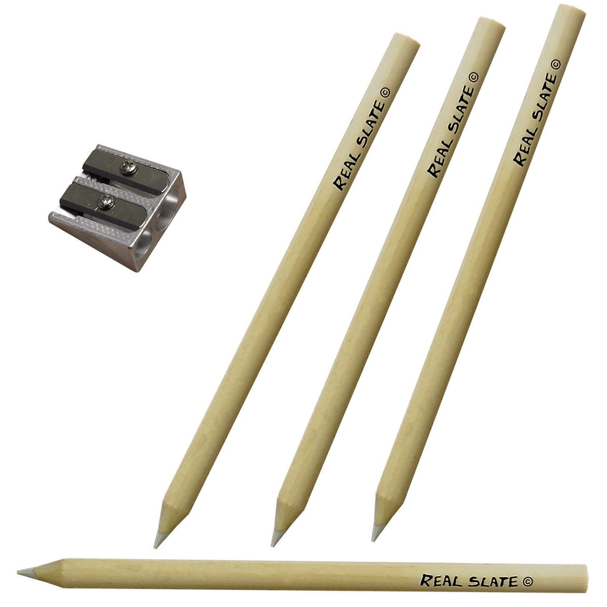 Pepperell Real Slate Chalk Pencils with Sharpener (5 Pack) 