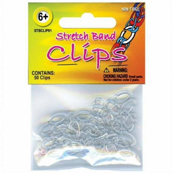 Pepperell Stretch Band Bracelet Clips 50/Pkg-Clear