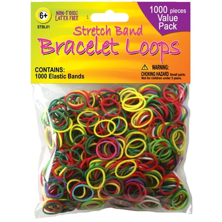 Pepperell Stretch Band Bracelet Loops for Craft Projects, Assorted Colors, 1000-Pack