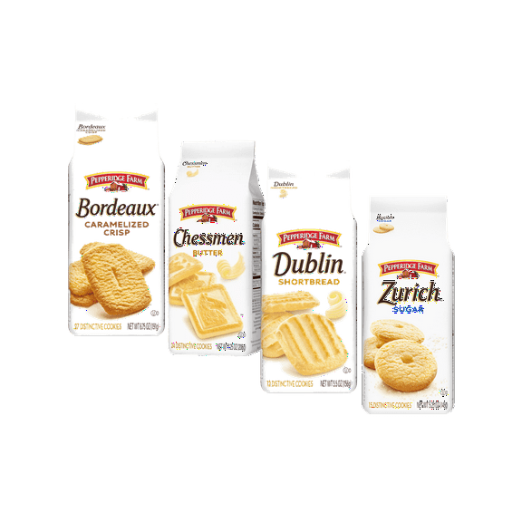 Pepperidge Farm Bordeaux, Chessmen, Dublin, Zurich Cookies Variety 4-Pack