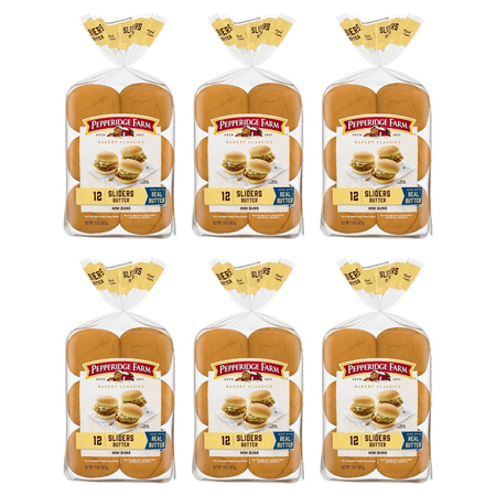 Pepperidge Farm Butter Slider Buns, 12-Ct Bag (Pack of 6)