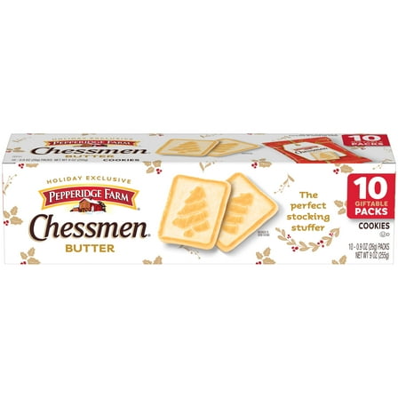 Pepperidge Farm Chessmen Butter Holiday Cookies, 10 Single-Serve Packs