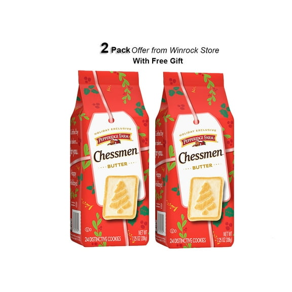 Pepperidge Farm Chessmen Butter Cookies, 7.25 oz Bag (2 Pack) Free Gift from Winrock Store