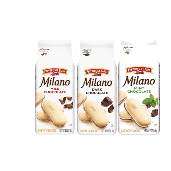 Pepperidge Farm Chocolate Milano Cookies: Milk, Dark & Mint Variety 3-Pack